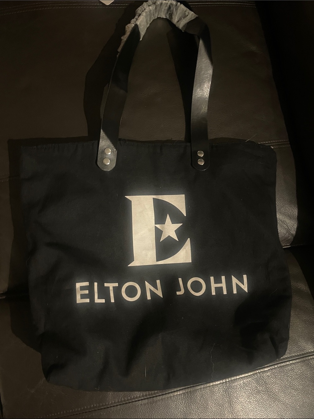 Black Canvas  Elton John  Tote with Contrasting Logo